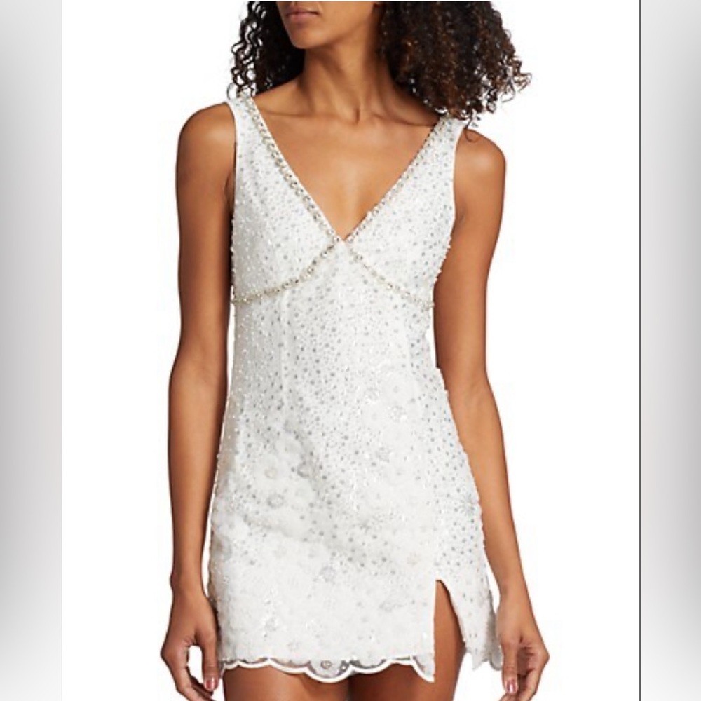 - Self Portrait Embellished V-Neck Minidress